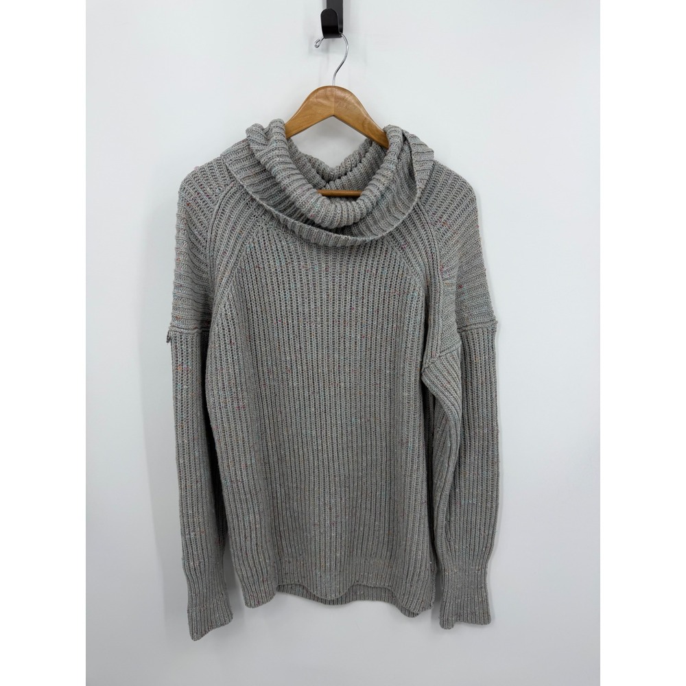 Free People Leo Sweater Women XS Grey Multi Confetti speckled Cowlโ Neck Knit
